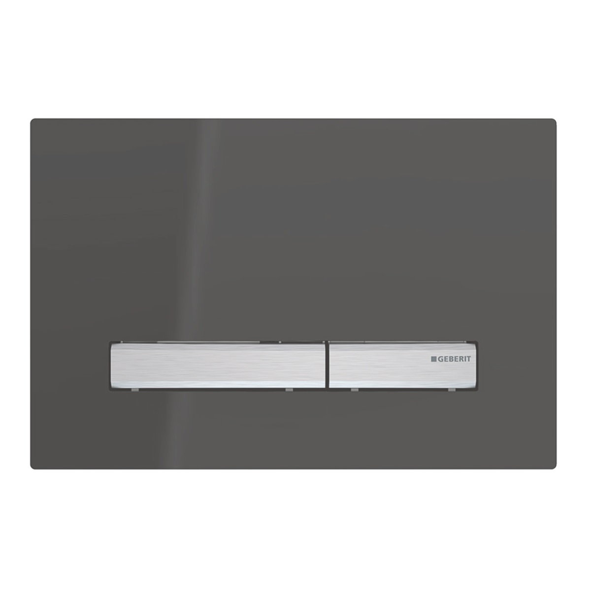 Geberit Sigma 50 Placca di Comando in Vetro Nero RAL 9005 e Cromo, Doppio Tasto per Risciacquo, 24.6 x 16.4 cm