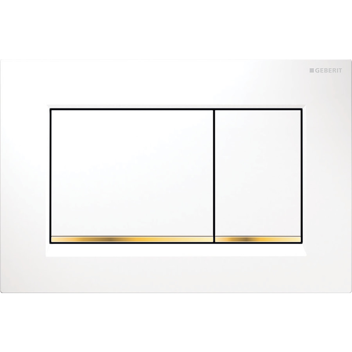 Geberit Sigma 30 Placca di Comando Bianco/Oro/Bianco - Codice 115.883.KK.1, Doppio Scarico, Azionamento Frontale, Aste Insonorizzate