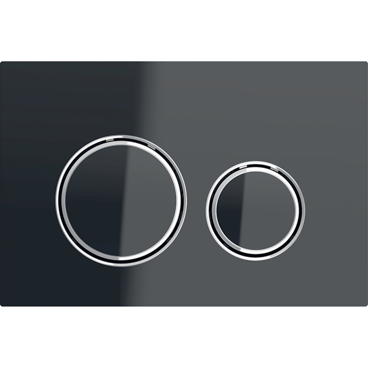 Geberit Sigma 50 Placca di Comando Doppio Tasto in Vetro Nero e Cromo - Risciacquo a Due Quantità, 24,6 x 16,4 cm
