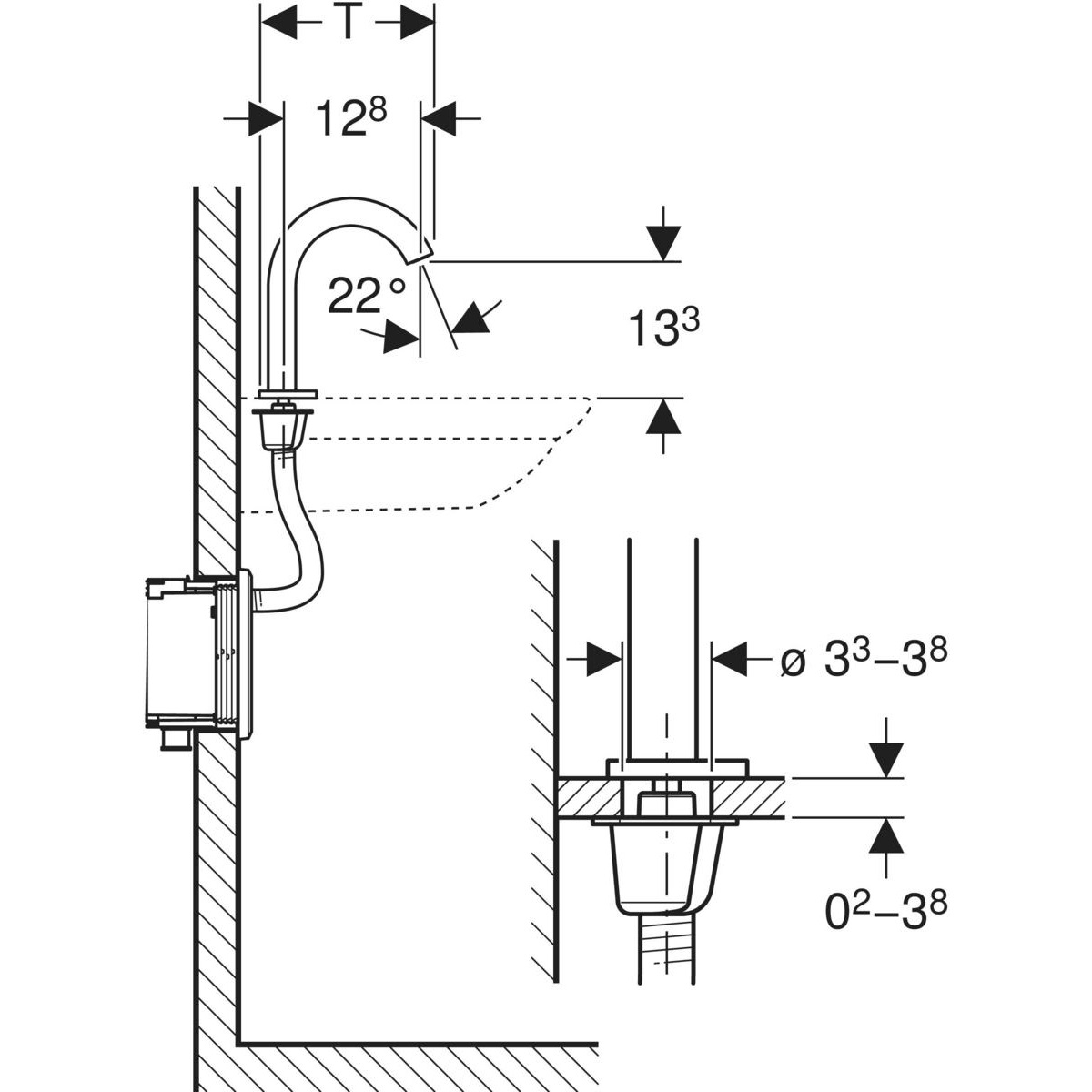 Geberit Piave Rubinetto Lavabo Elettronico Cromo con Attivazione Touchless e Aeratore