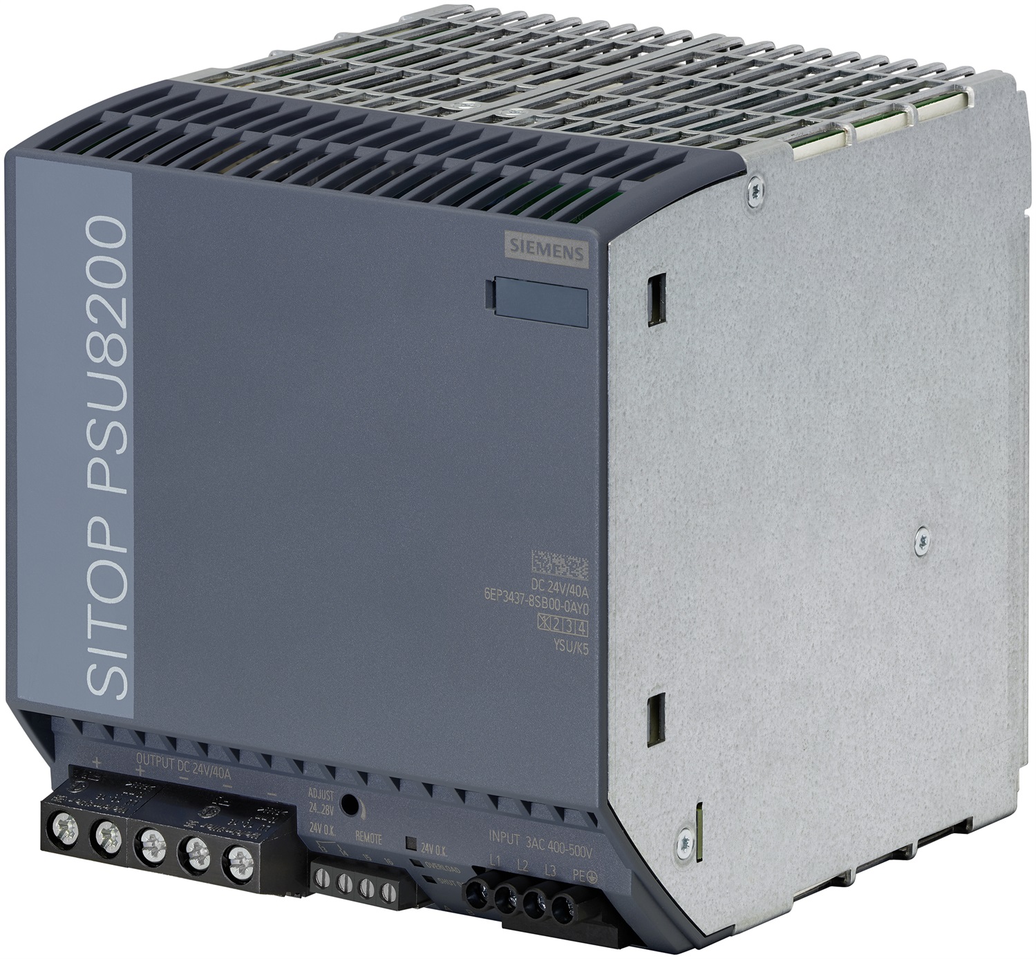 Siemens 6EP3437-8SB00-0AY0 Alimentatore Regolato 24 V/40 A per Guida DIN, Ingresso 3AC 400-500 V