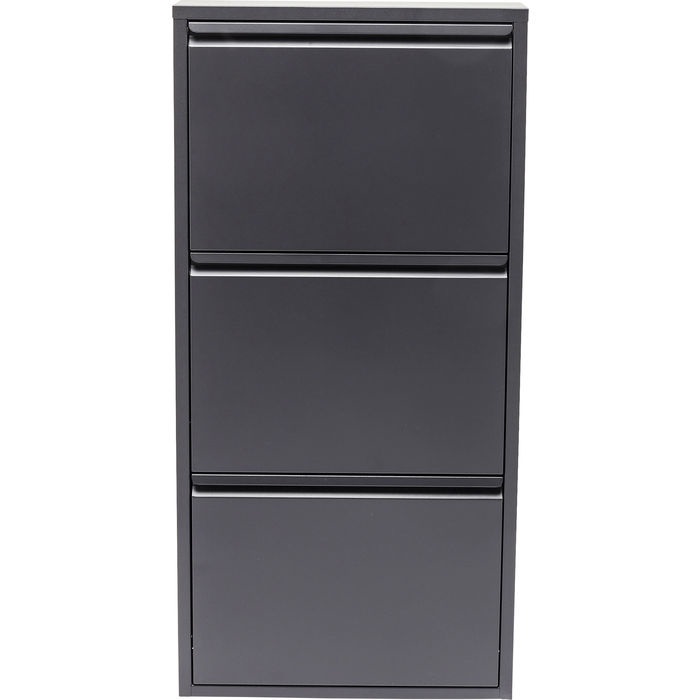 KARE Design Scarpiera Caruso - 3 Scomparti Basculanti Antracite per 6 Paia di Scarpe, Dimensioni 103x50x14cm, Design Sottile e Moderno