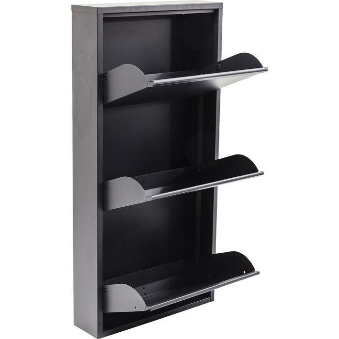 KARE Design Scarpiera Caruso - 3 Scomparti Basculanti Antracite per 6 Paia di Scarpe, Dimensioni 103x50x14cm, Design Sottile e Moderno