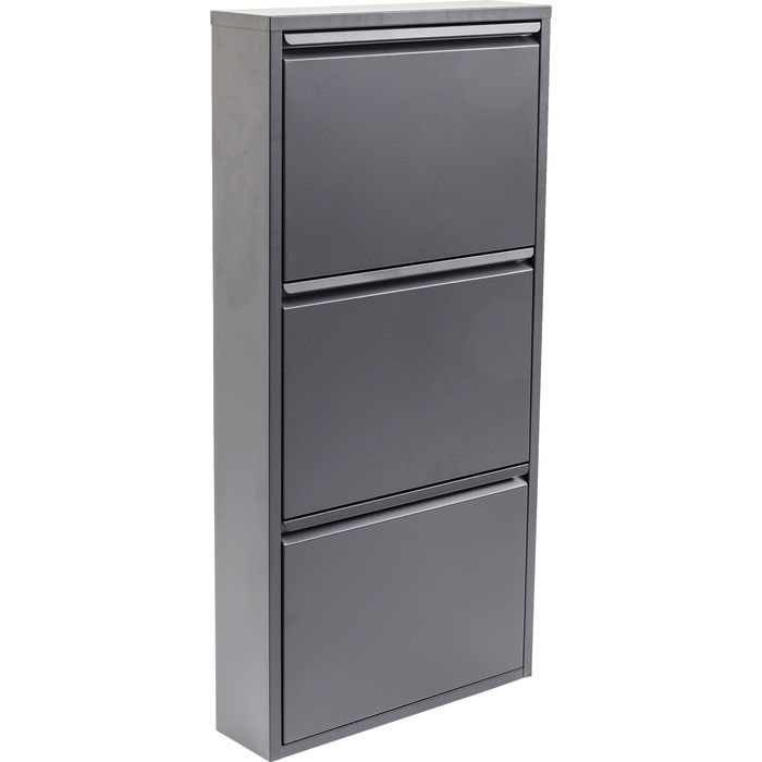 KARE Design Scarpiera Caruso - 3 Scomparti Basculanti Antracite per 6 Paia di Scarpe, Dimensioni 103x50x14cm, Design Sottile e Moderno