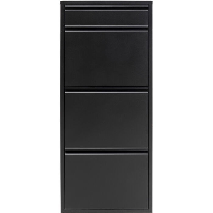 KARE Caruso Scarpiera da Parete in Acciaio Nero - 4 Scomparti per 6 Paia di Scarpe, Design Minimalista e Salvaspazio, Dimensioni 115x50x15 cm