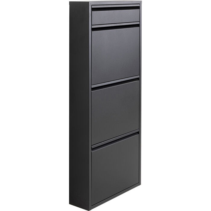 KARE Caruso Scarpiera da Parete in Acciaio Nero - 4 Scomparti per 6 Paia di Scarpe, Design Minimalista e Salvaspazio, Dimensioni 115x50x15 cm