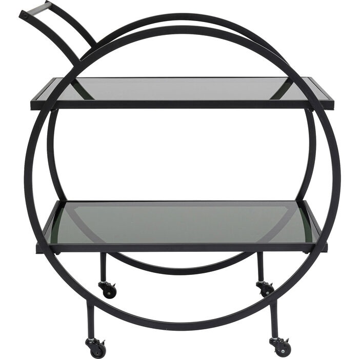 Kare Design Carrello di Servizio Loft - Nero/Vetro, Design Art Déco, 86x74x40 cm, Capacità Max 20 kg, 4 Ruote Bloccabili