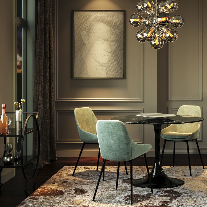 Kare Design Carrello di Servizio Loft - Nero/Vetro, Design Art Déco, 86x74x40 cm, Capacità Max 20 kg, 4 Ruote Bloccabili