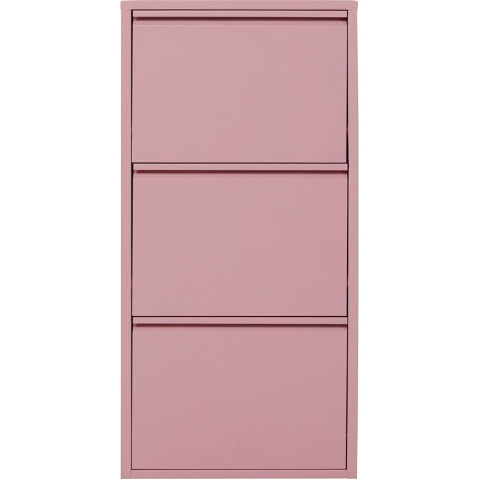 KARE Design Scarpiera Caruso Rosa - 3 Scomparti Basculanti per Max 6 Paia, Salvaspazio, 103x50x15cm, Stile Minimalista