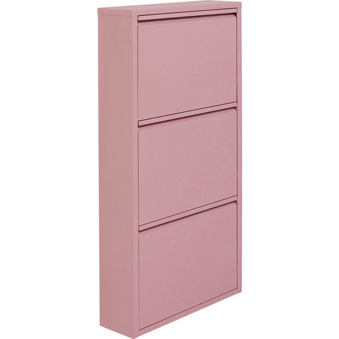 KARE Design Scarpiera Caruso Rosa - 3 Scomparti Basculanti per Max 6 Paia, Salvaspazio, 103x50x15cm, Stile Minimalista