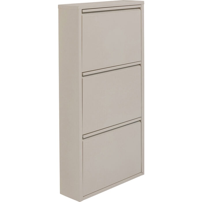 KARE Design Scarpiera Caruso Crema - 3 Scomparti Basculanti per Max 6 Paia, Salvaspazio, 103x50x15cm, Stile Minimalista