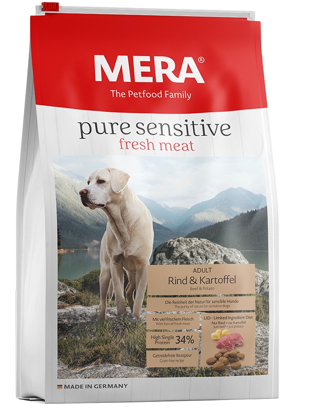 MERA Pure Sensitive Cibo Essiccato per Cani Adulto Manzo e Patate - 12,5 kg, Crocchette Gluten-Free