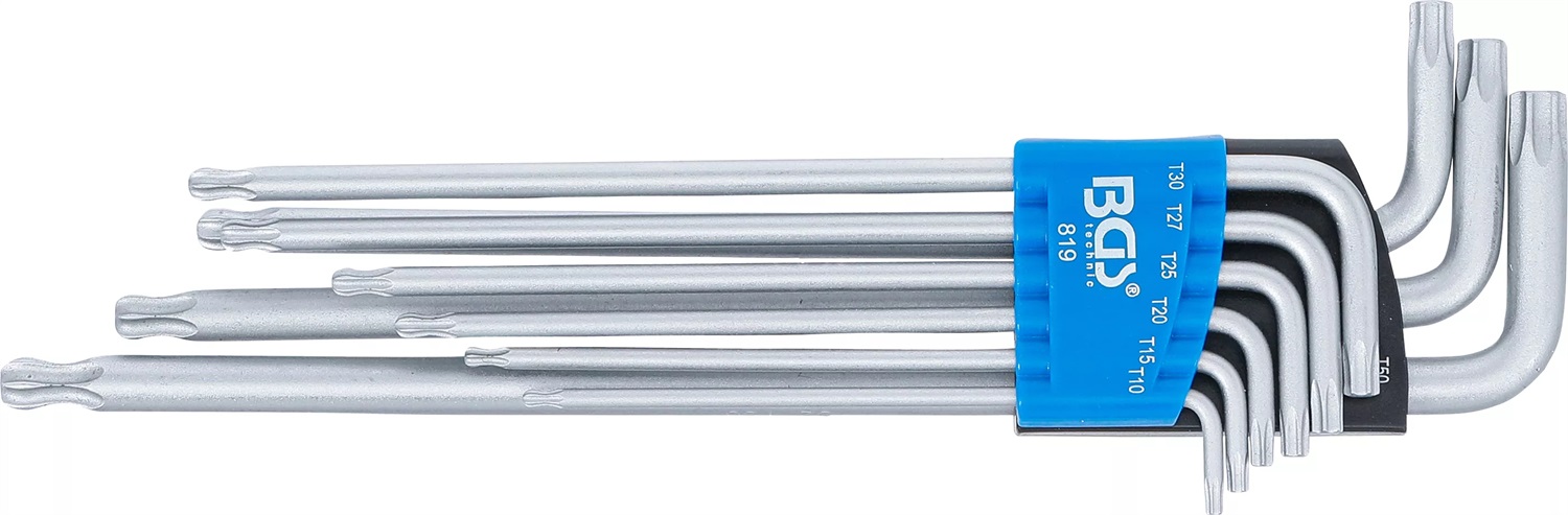 BGS Technic Set di Chiavi Esagonali Extra Lunghe Torx a Sfera T10-T50 mm, 9 Pezzi