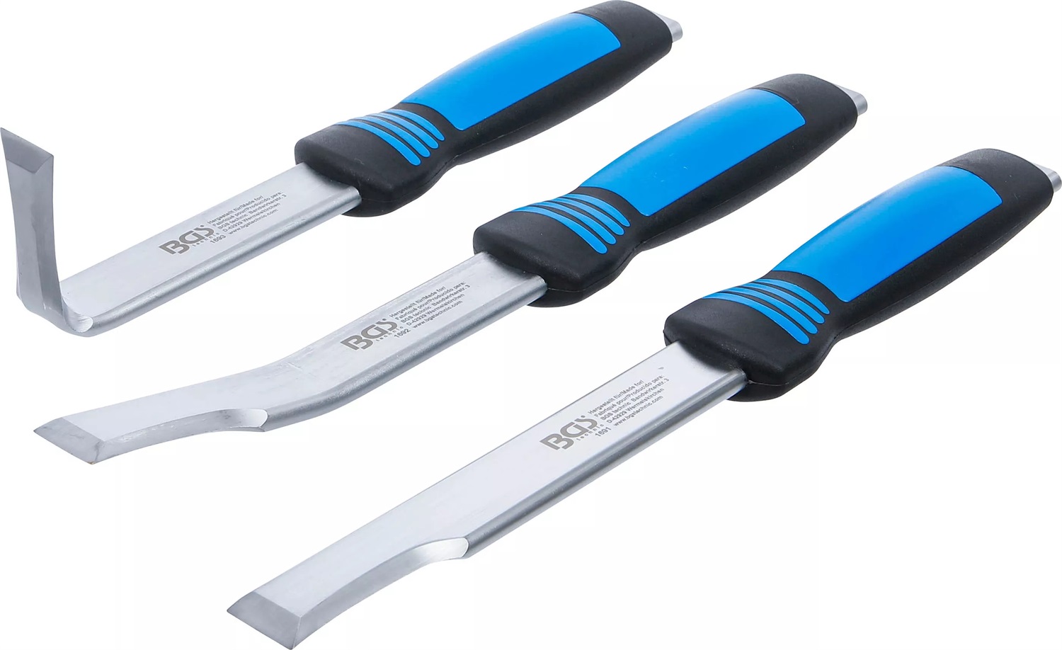 BGS Set di scalpelli da taglio per carrozzeria - 3 pz. con impugnatura morbida e superficie riaffilabile
