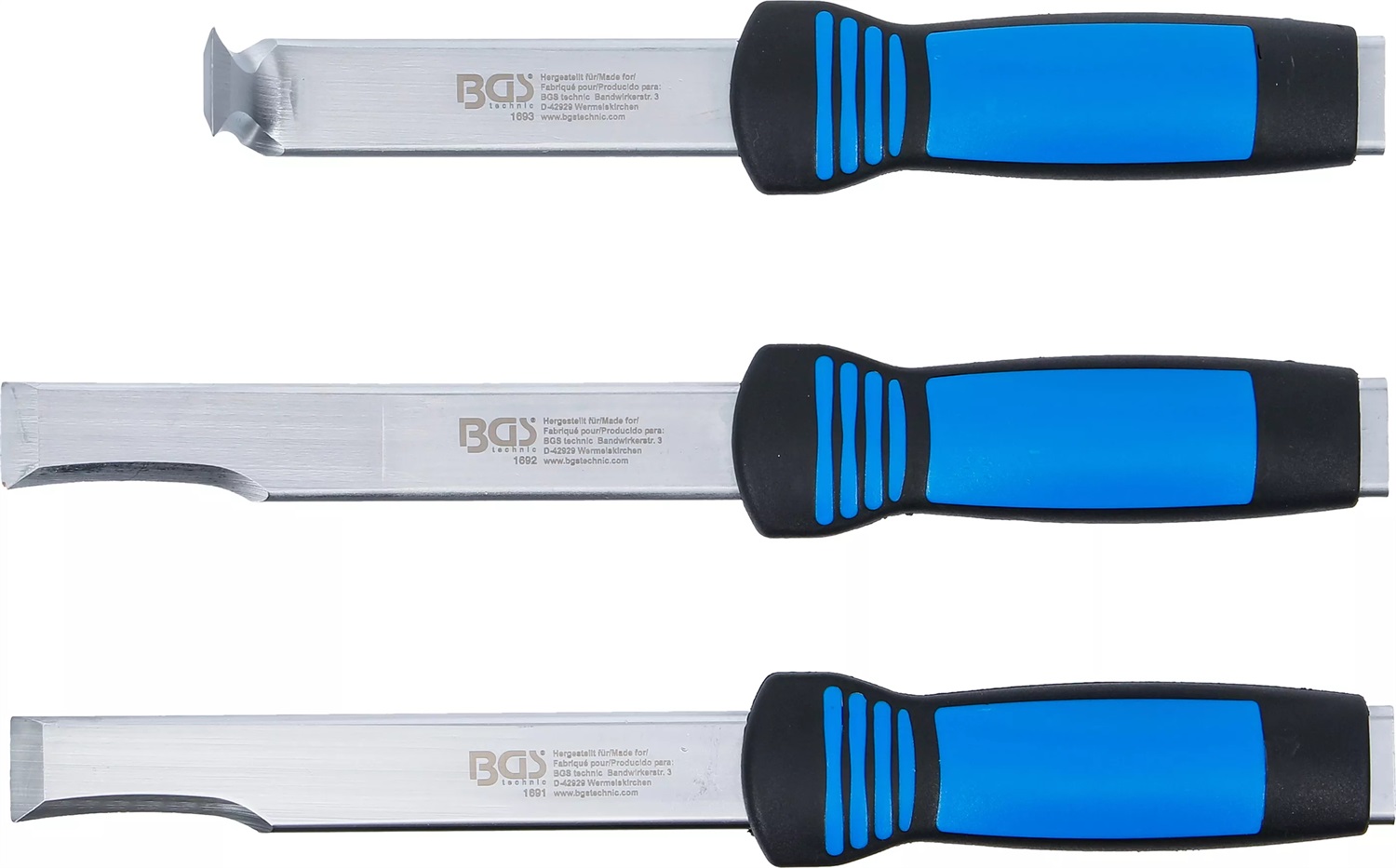 BGS Set di scalpelli da taglio per carrozzeria - 3 pz. con impugnatura morbida e superficie riaffilabile