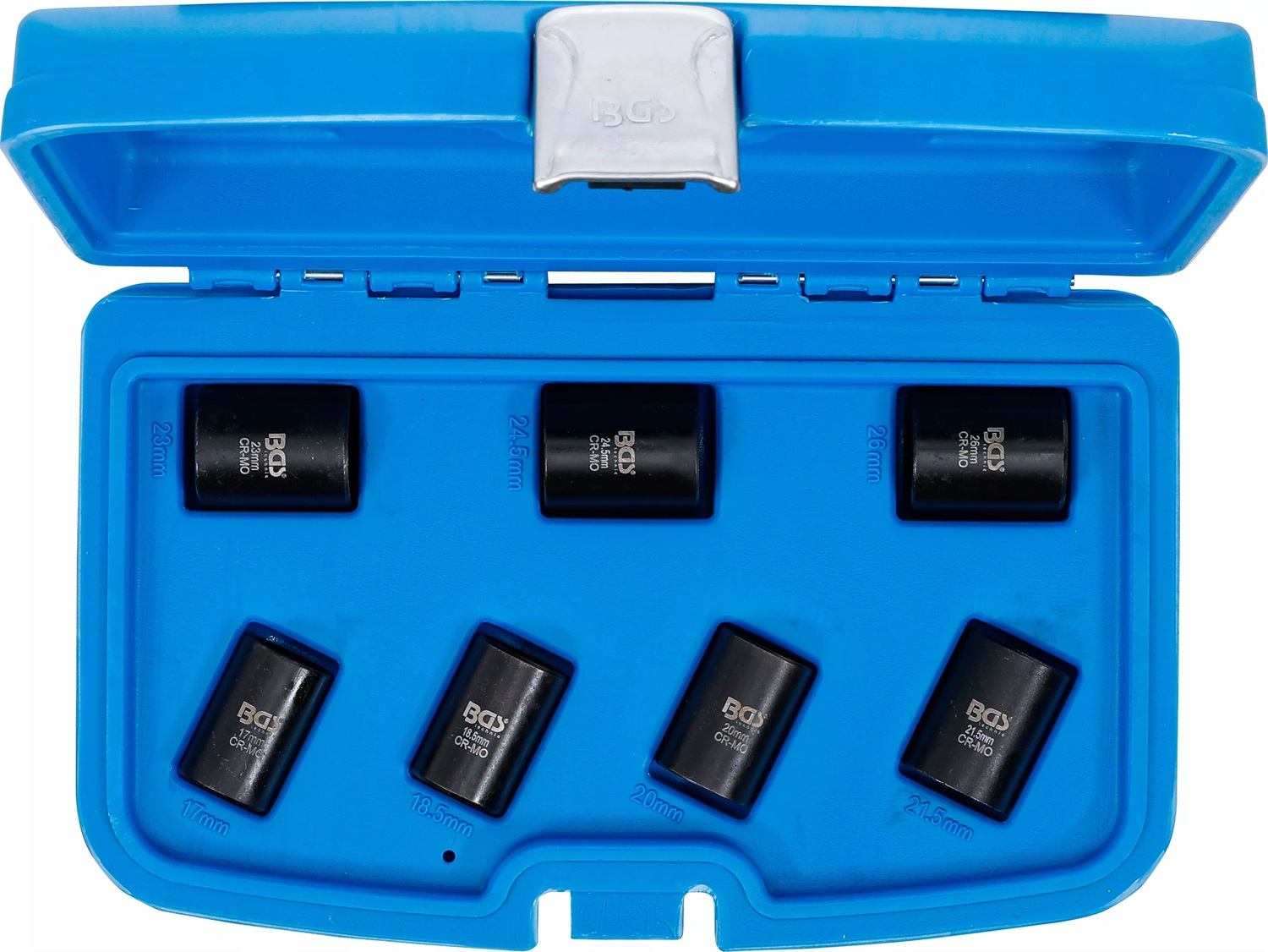 BGS 5291 - Set di bussole esagonali con profilo elicoidale, 17-26 mm, 7 pezzi per estrazione sicura di viti danneggiate