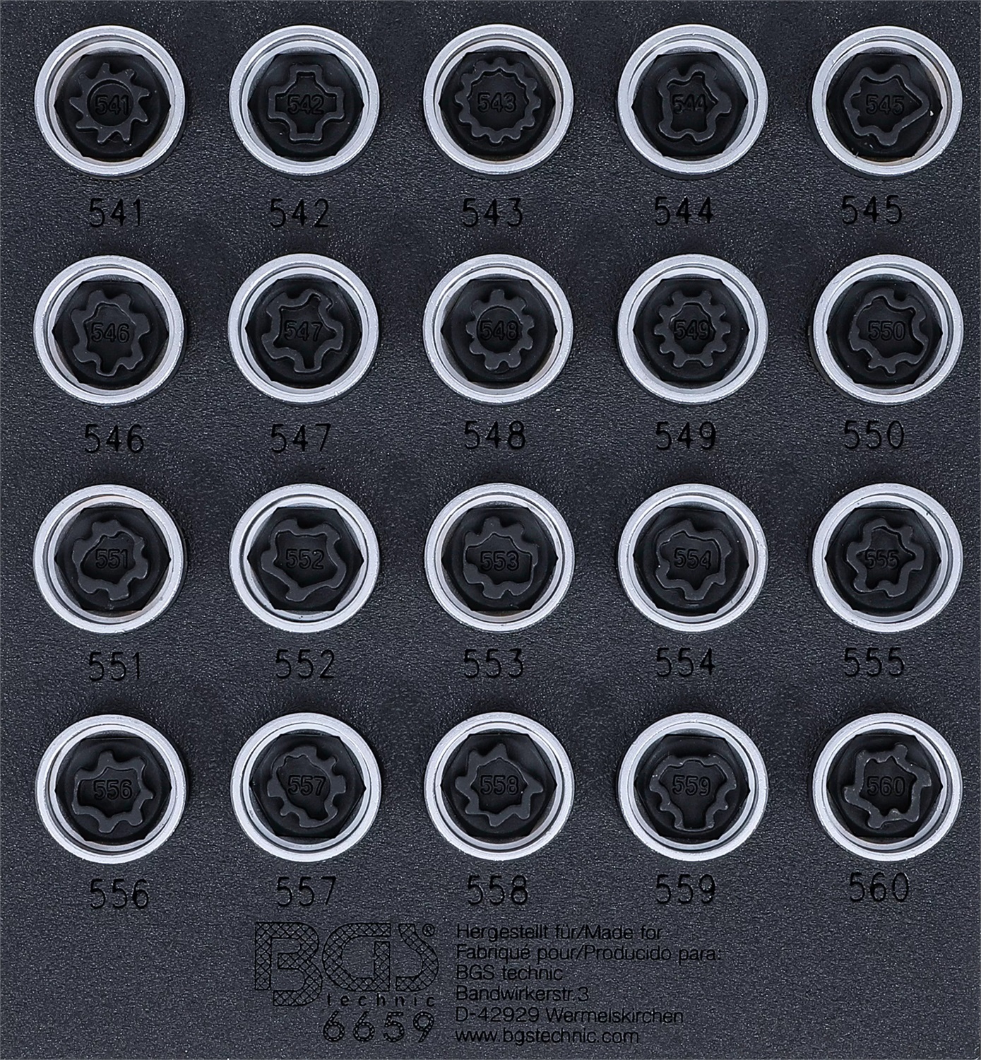 BGS technic Set di Utensili per Bloccaggio Cerchi VAG 20 Pezzi - Acciaio al Cromo Vanadio, Attacco Esagonale da 17 mm