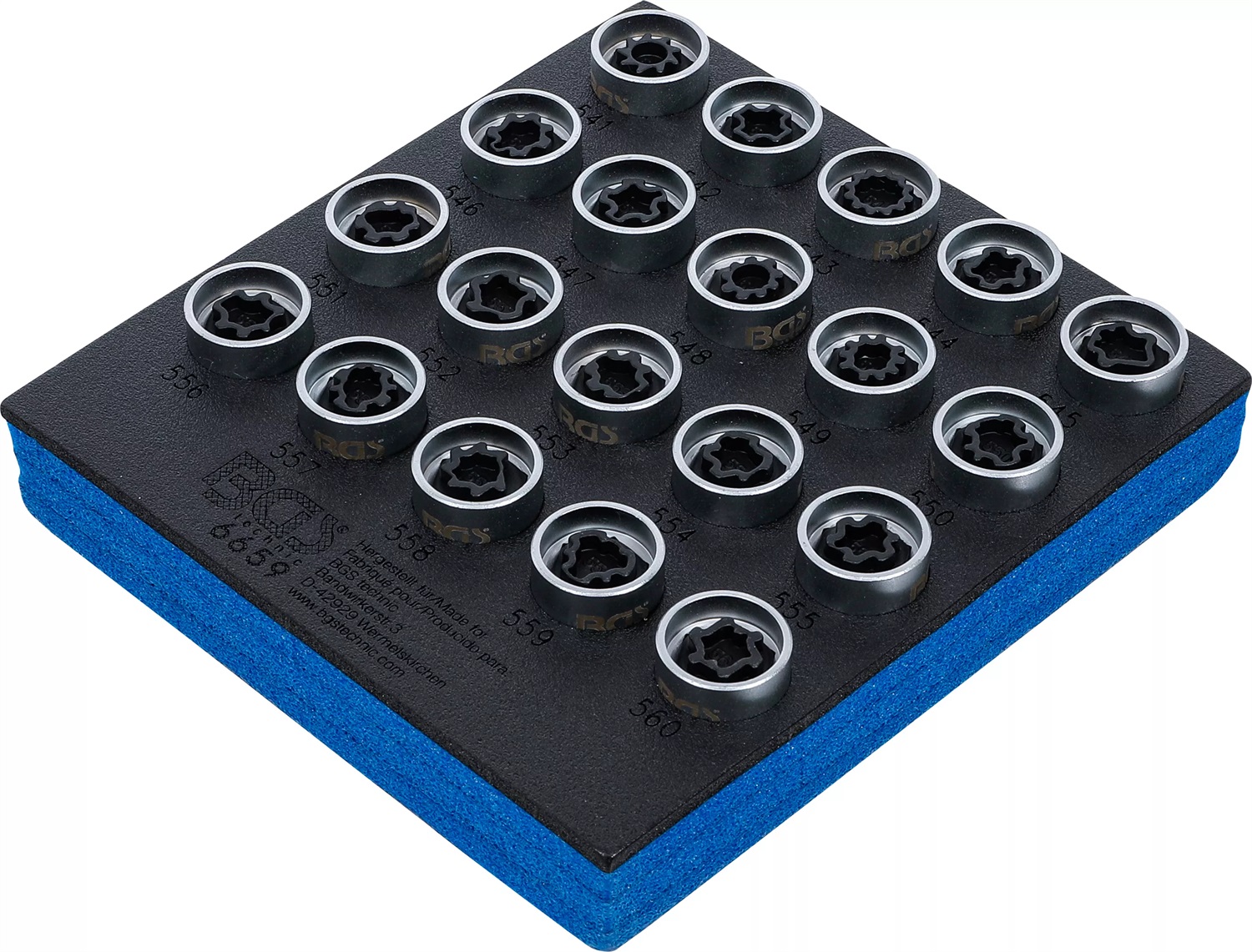 BGS technic Set di Utensili per Bloccaggio Cerchi VAG 20 Pezzi - Acciaio al Cromo Vanadio, Attacco Esagonale da 17 mm