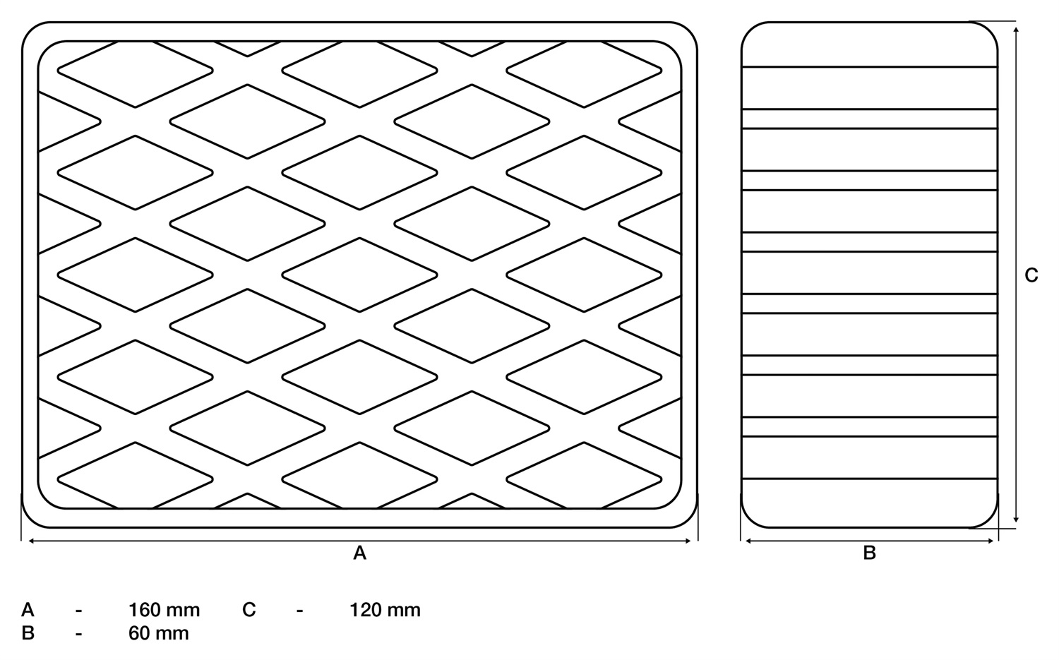 BGS Supporto in gomma universale per piattaforme di sollevamento 160 x 120 x 60 mm - Durezza ShA 85°