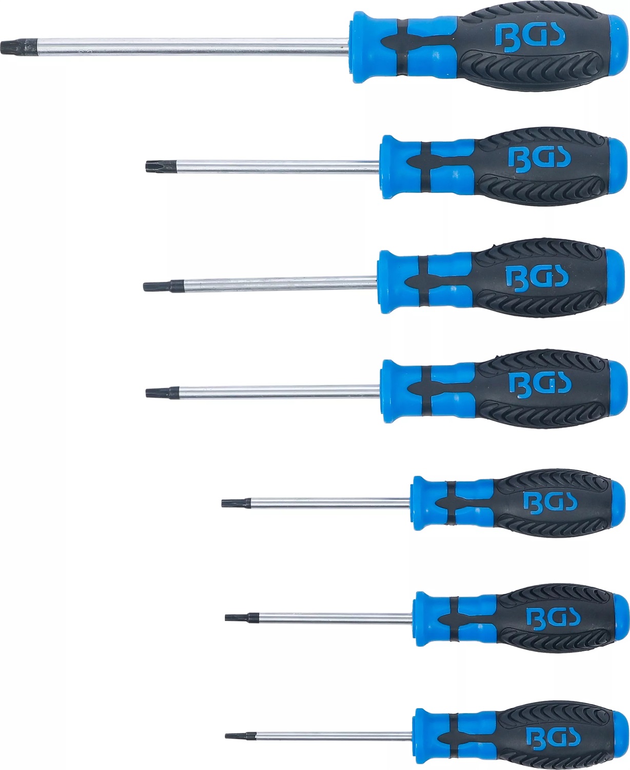 BGS Cacciaviti Torx a profilo a T T10 - T40, 7 pezzi, in acciaio al cromo-molibdeno con impugnatura antiscivolo