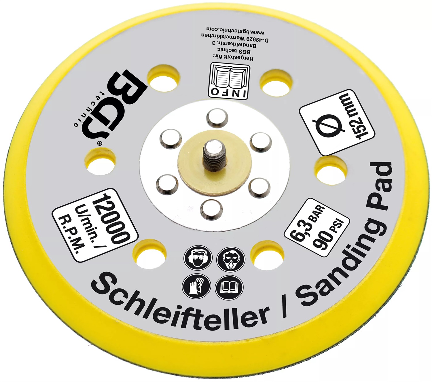 BGS 8688 Levigatrice Pneumatica Rotorbitale con Disco Ø 152 mm e Aspirazione Polvere
