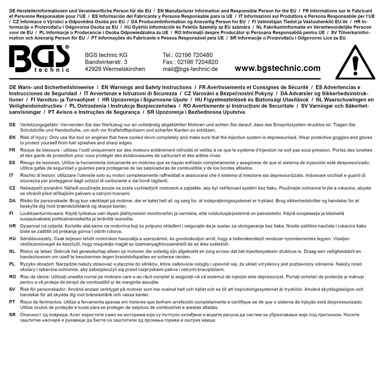 BGS Adaptador M27 x 1,0 per iniettori Bosch con anello anti-deformazione