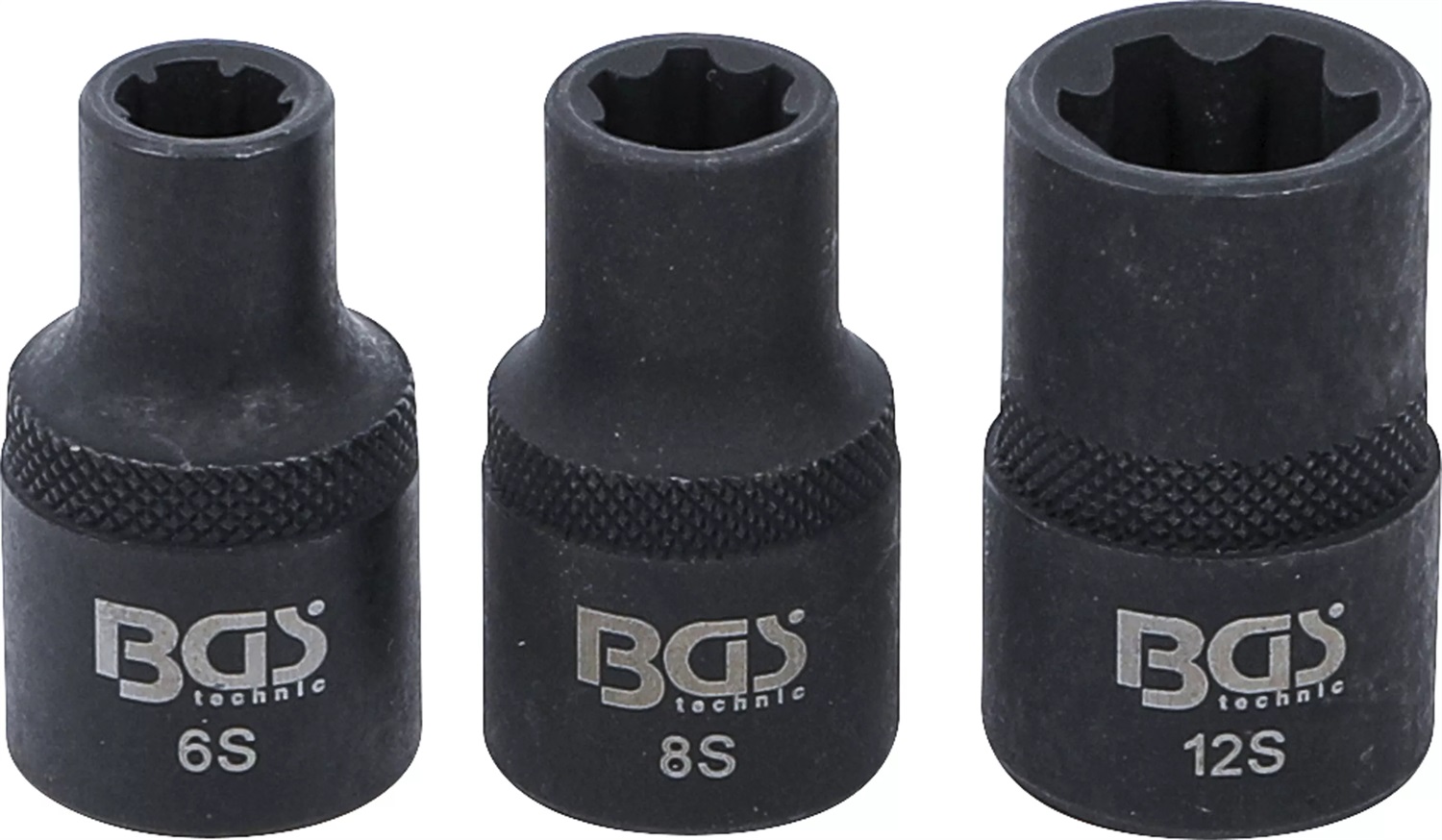 BGS 9336 - Set di bussole con profilo a cuneo (per RIBE) M6S, M8S, M12S - 3 pezzi in acciaio al cromo vanadio
