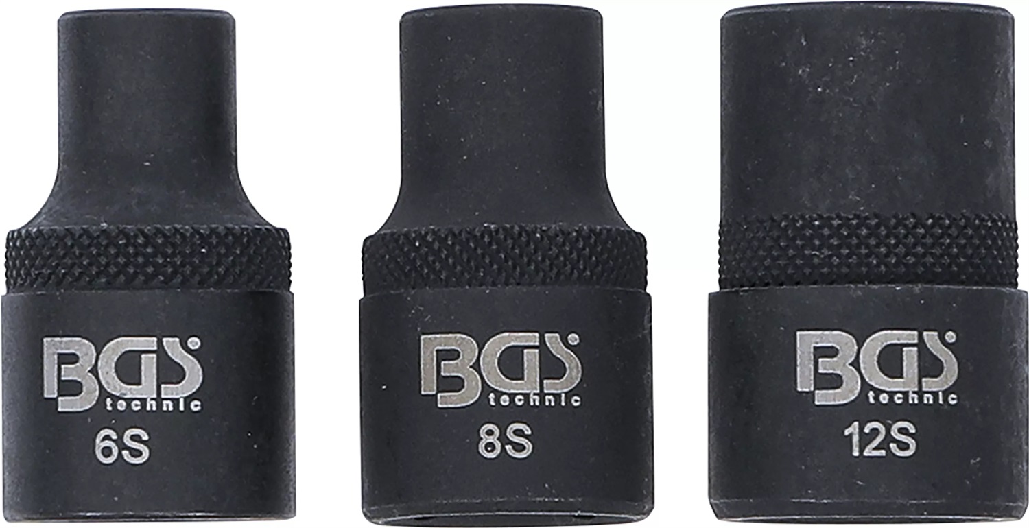 BGS 9336 - Set di bussole con profilo a cuneo (per RIBE) M6S, M8S, M12S - 3 pezzi in acciaio al cromo vanadio