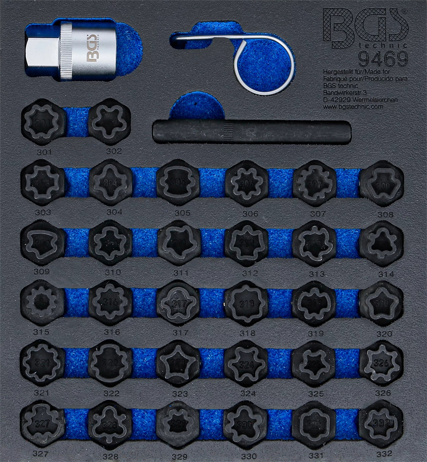 BGS technic Tool Tray 1/6: Rim Lock Socket Set for Mercedes-Benz presa energia