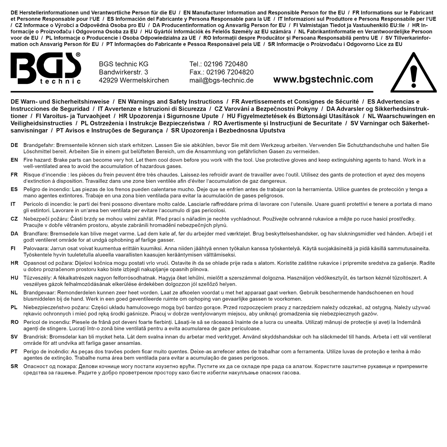 BGS technic Brake Pedal Release Tool