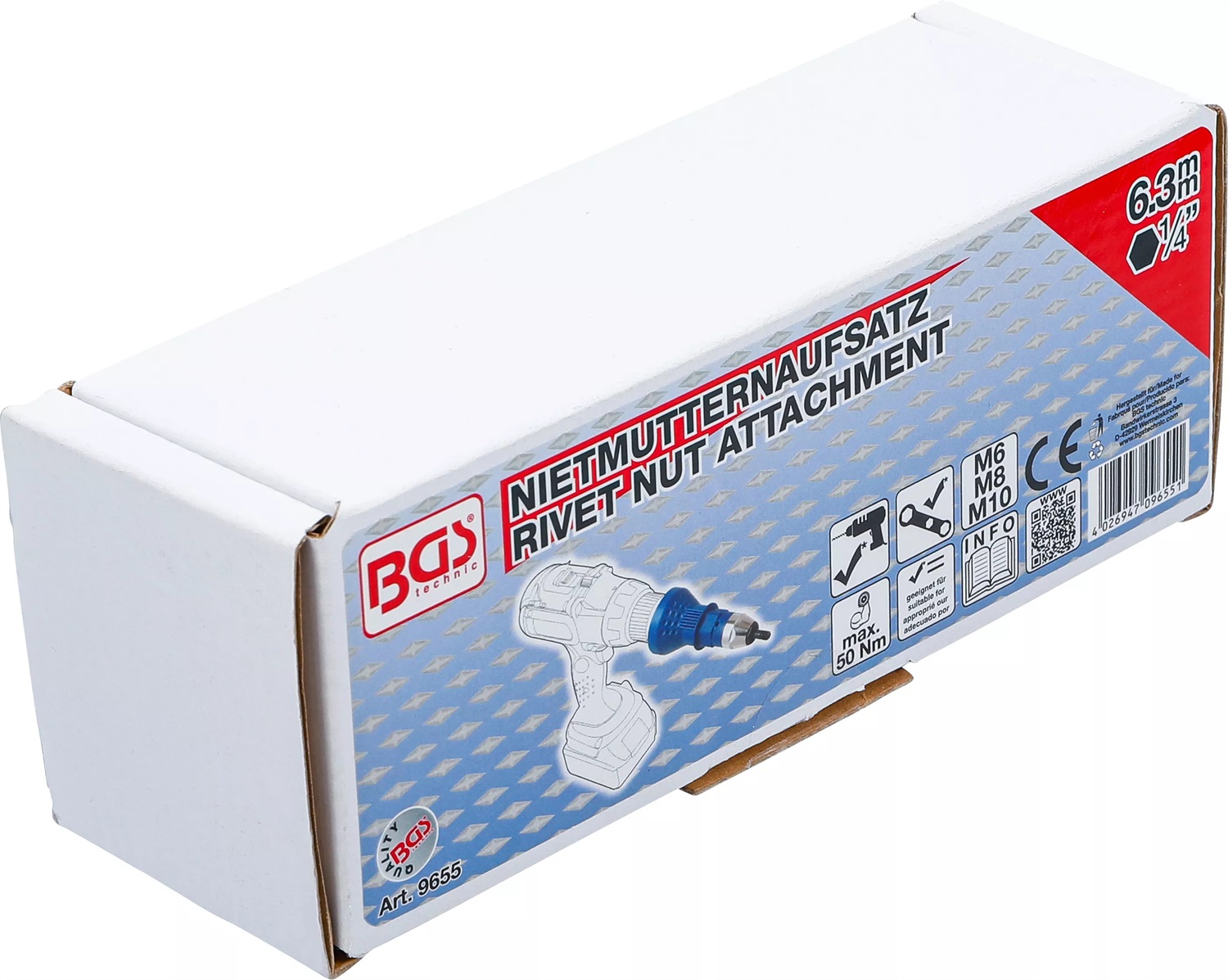 BGS 9655 - Accessorio per rivettatrici M6/M8/M10 per trapani standard