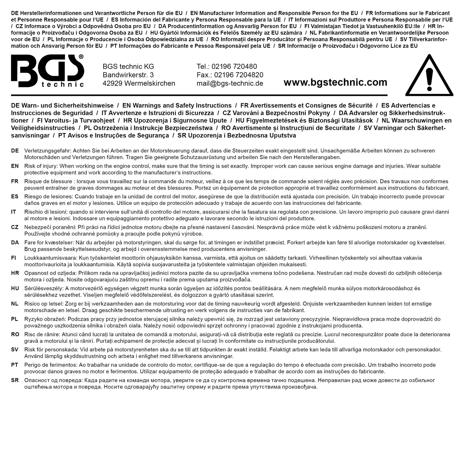 BGS 9695 - Set di attrezzi per la regolazione del motore Jeep 3.0 V6 Diesel, 9 pezzi