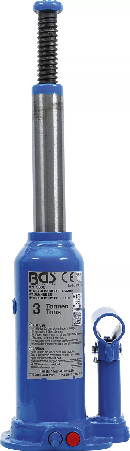 BGS Martinetto Idraulico a Carrello per Bottiglie 3 t con Valvola di Sicurezza e Asta Telescopica