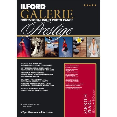 Ilford Galerie Prestige Smooth Pearl - Carta fotografica A4, 25 fogli, perlata, 310 g/m², asciugatura istantanea