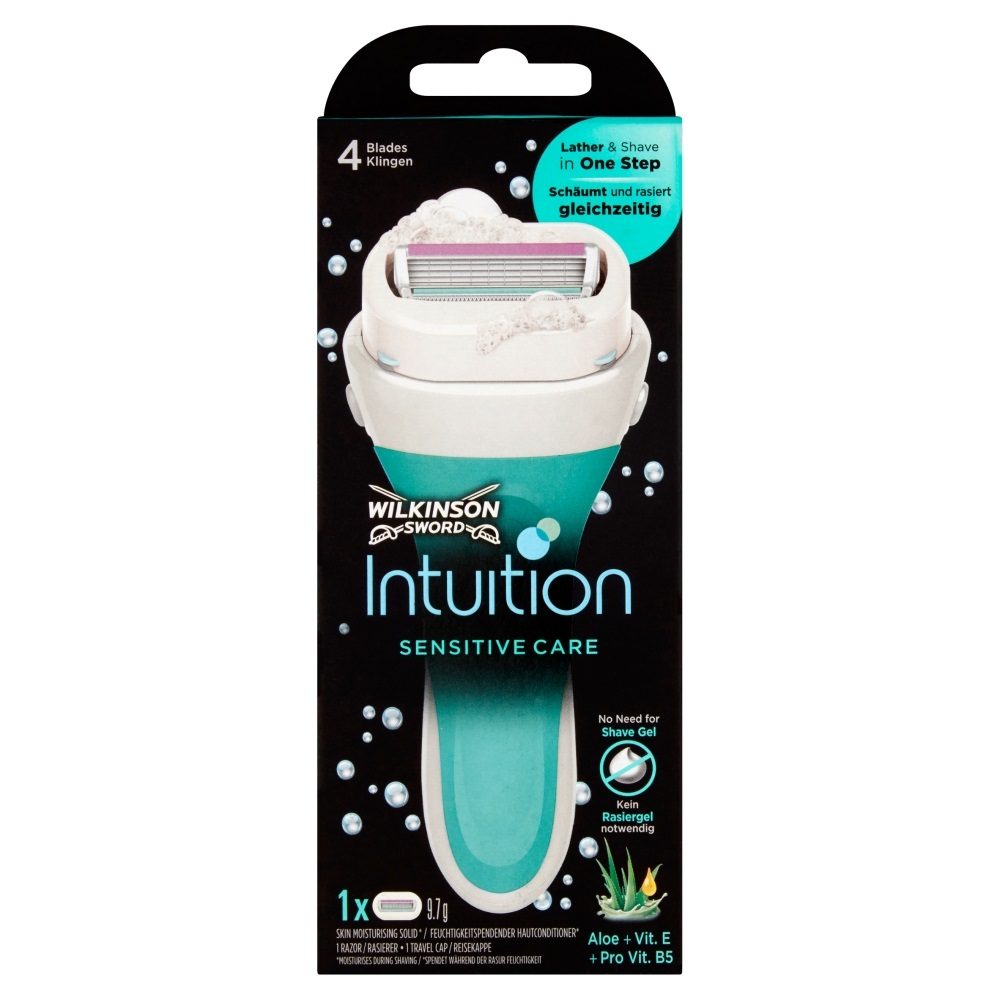Wilkinson Sword Intuition Sensitive Care - Rasoio Donna con 4 Lame e Sapone Idratante all'Aloe Vera e Vitamina E