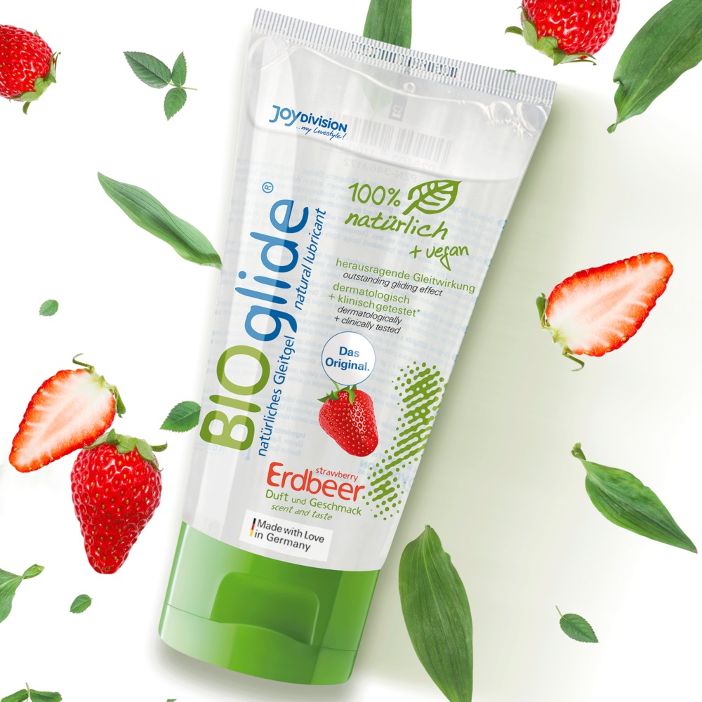 JOYDIVISION BIOglide Lubrificante Fragola 80 ml - A base d'acqua, 100% biologico, dermatologicamente testato