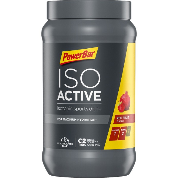 PowerBar IsoActive Bevanda Sportiva Isotonica 600g - Gusto Frutti Rossi con 5 Elettroliti e C2MAX