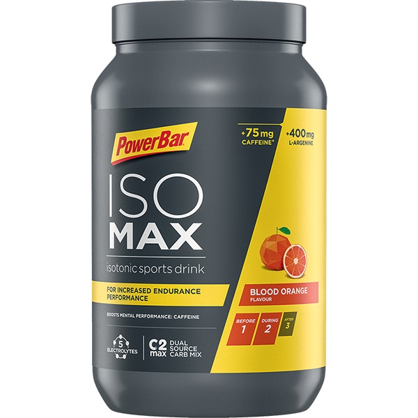 PowerBar IsoMax Bevanda Energetica in Polvere - Arancia Sanguigna 1200g con Caffeina e 5 Minerali