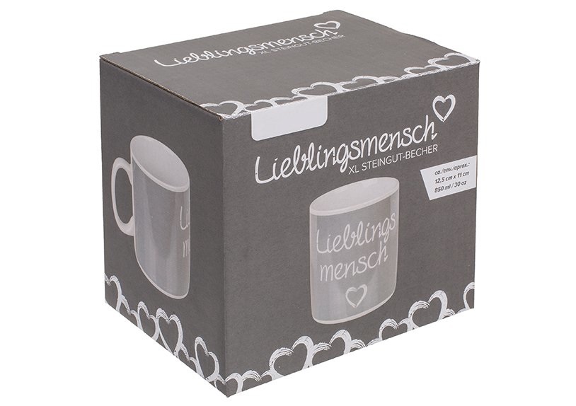 Out of the Blue Tazza XXL Lieblingsmensch in gres porcellanato, 850 ml, con scatola regalo