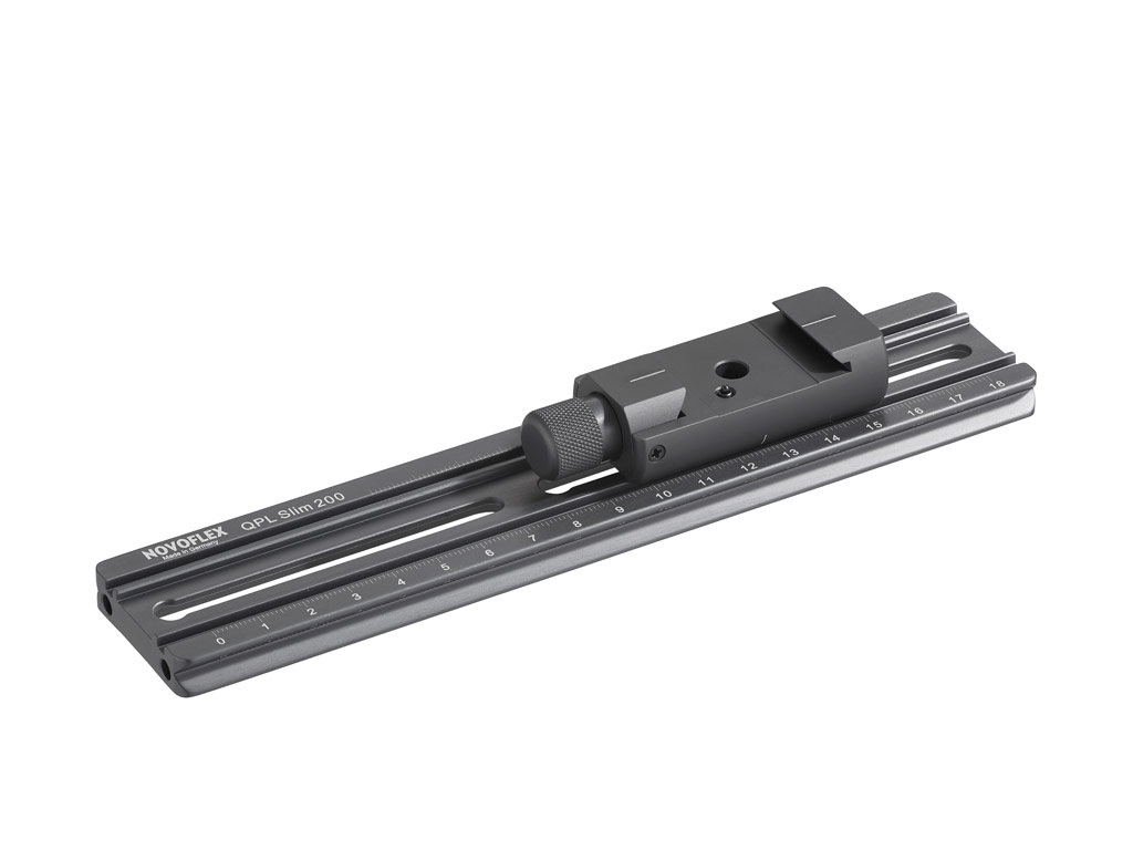 NOVOFLEX QPL SLIM 200 - Piastra di Rilascio per Treppiede 200 x 39 mm, Blu, Alluminio, Attacco Rapido