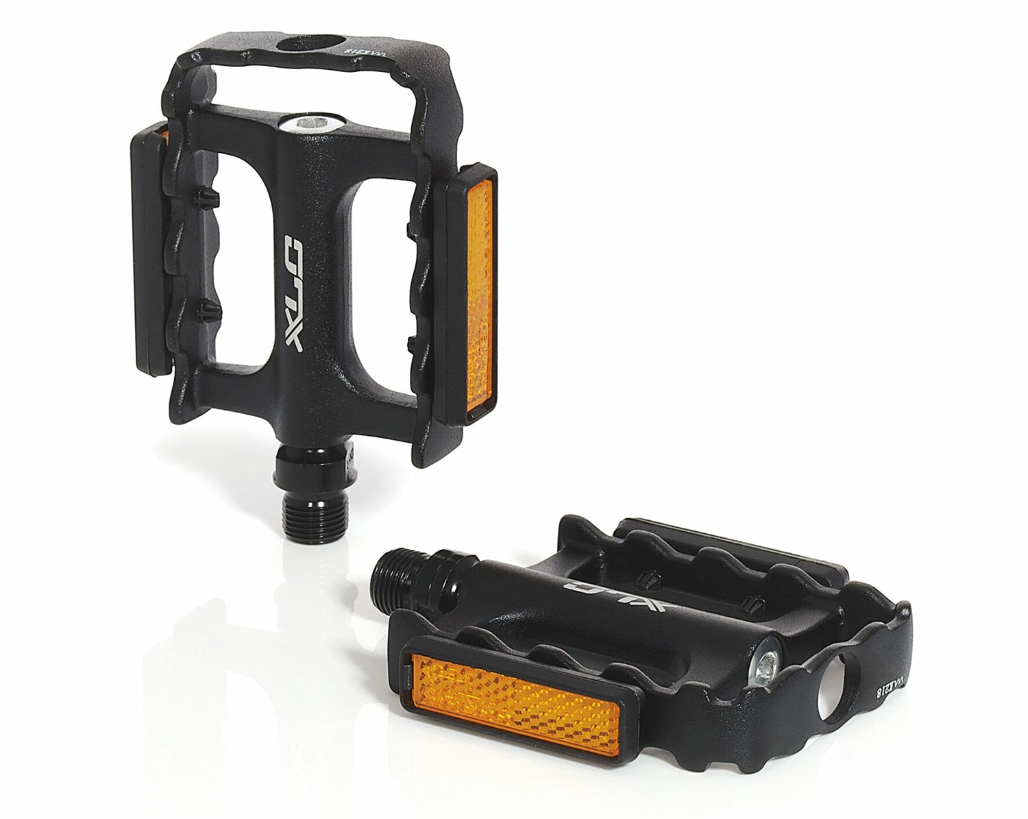 XLC Pedale da MTB Ultralight II PD-M11 Unisex-Adulto, Nero, Corpo in Alluminio, Cuscinetti a Cartuccia, Riflettori Inclusi