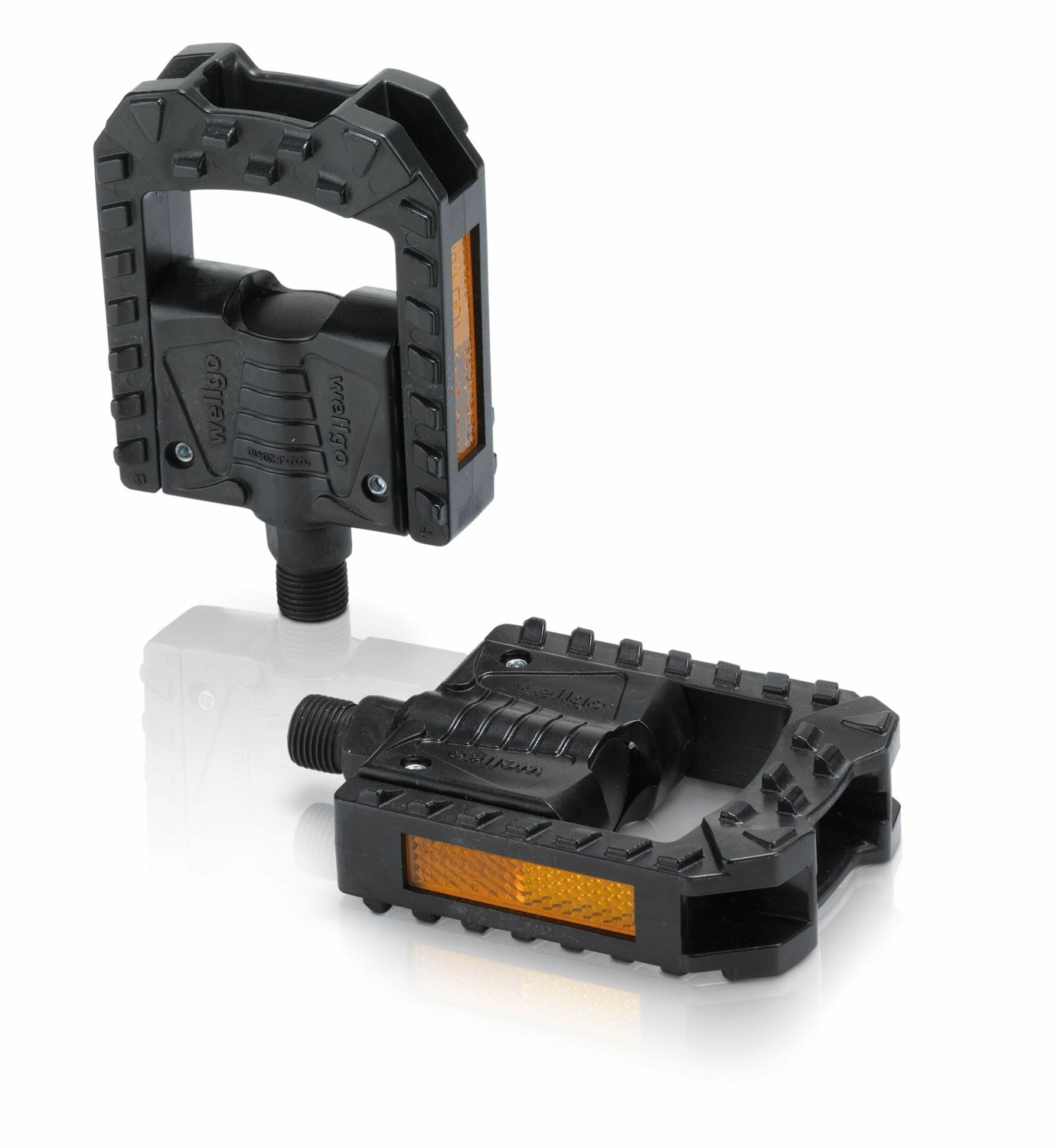 XLC PD-F01 Pedali Pieghevoli per Bicicletta - Nero e Arancione, Corpo in Plastica, Perno CroMo