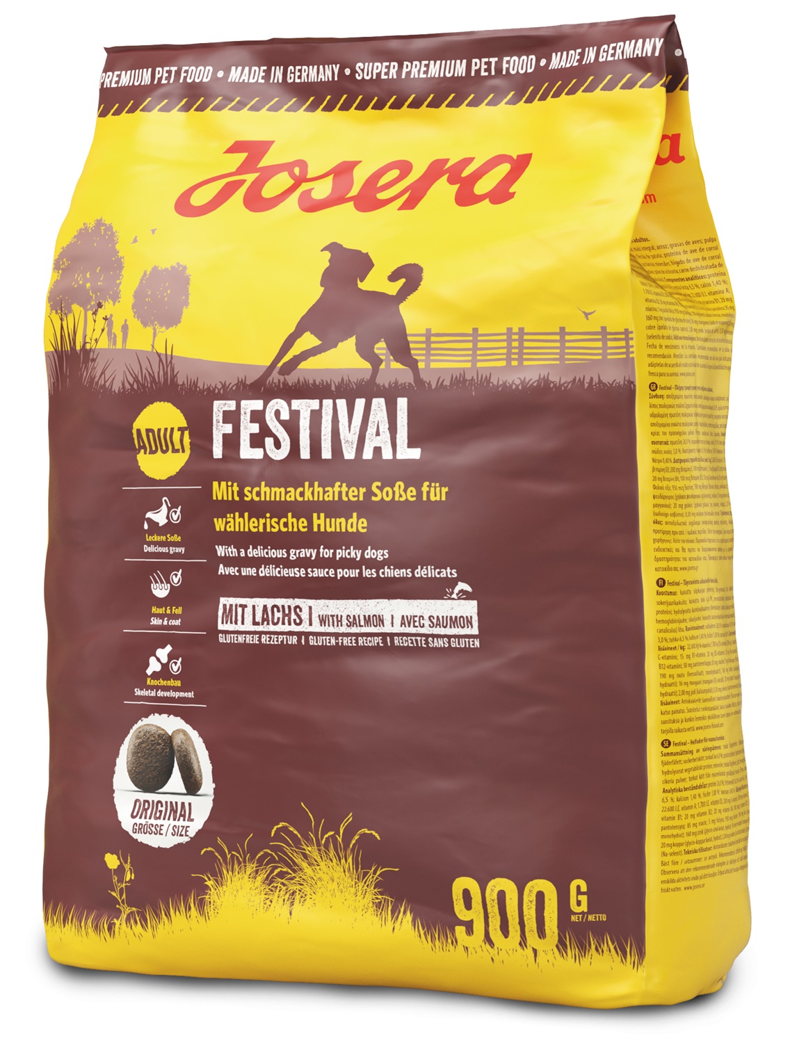 Josera Festival 900 g - Alimento Completo per Cani Adulti con Salsa, Senza Grano e Soia