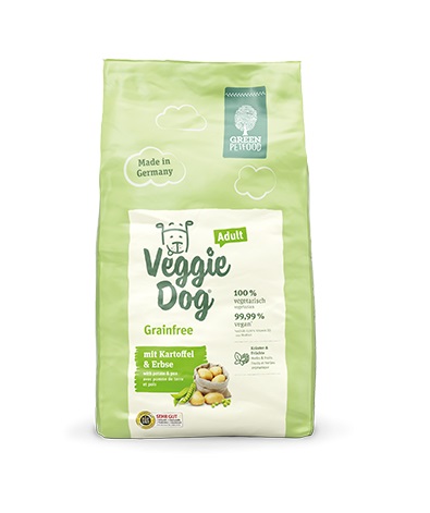 Green Petfood VeggieDog Grainfree Cibo Secco per Cani Adulto 10 kg - 100% Vegetariano e Senza Cereali con Patate e Piselli
