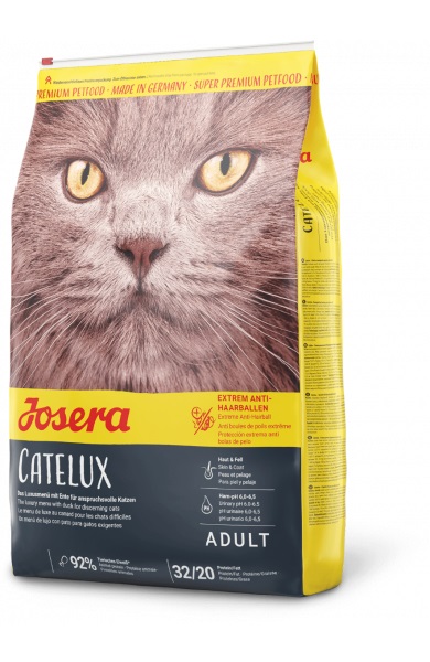 Josera Catelux Cibo Secco per Gatti 2 kg - Anatra e Pollo, Aiuta a Prevenire i Boli di Pelo