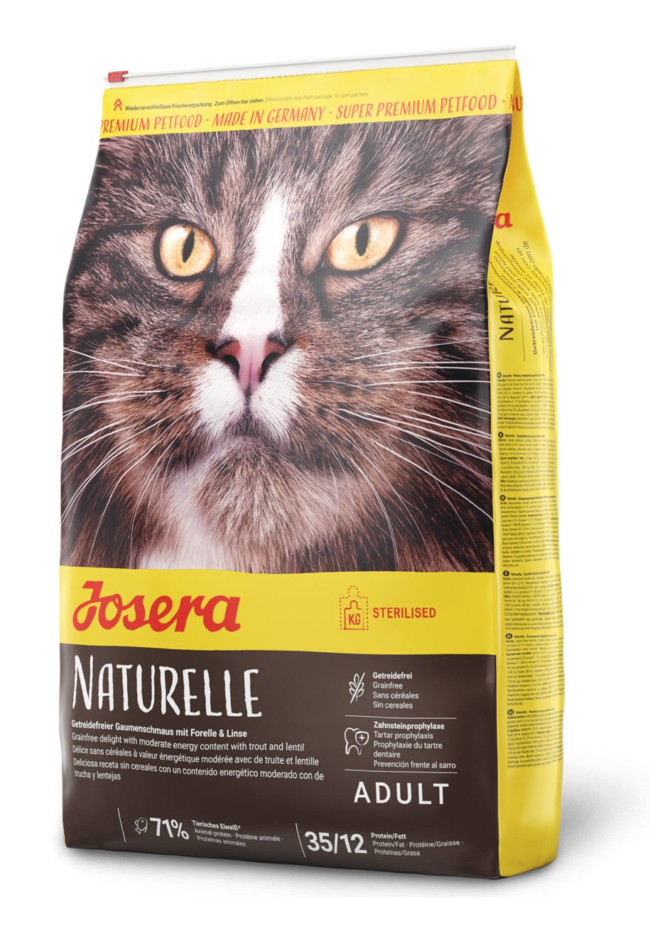 Josera Naturelle Crocchette per Gatti Adulto con Pollame e Trota - 2 kg, Senza Cereali e Additivi