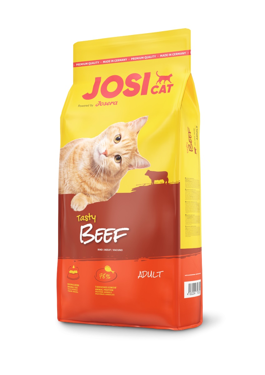JOSERA JosiCat Tasty Beef 10 kg - Cibo secco completo per gatti adulti con manzo, 78% proteine animali, senza grano e coloranti