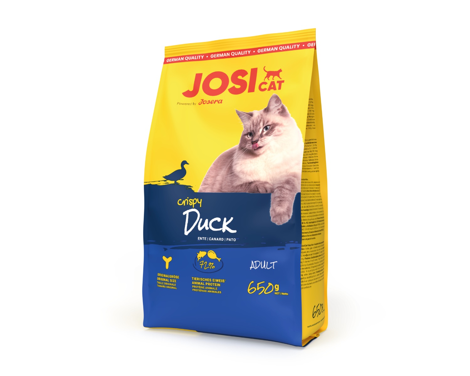 Josera JosiCat Crispy Anatra - Cibo secco per gatti 650 g con anatra e pesce, ricco di vitamine e minerali