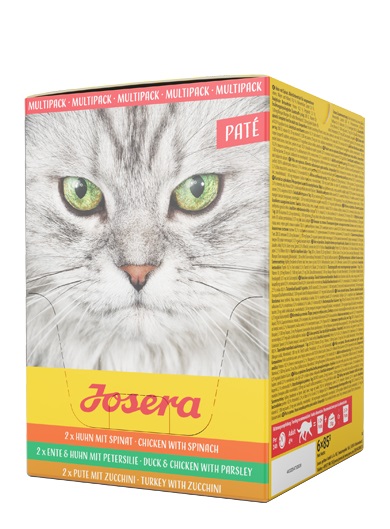 Josera Multipack Paté per gatti adulti - 6 x 85 g, cibo umido di alta qualità in tre sapori, con olio di salmone e senza cereali