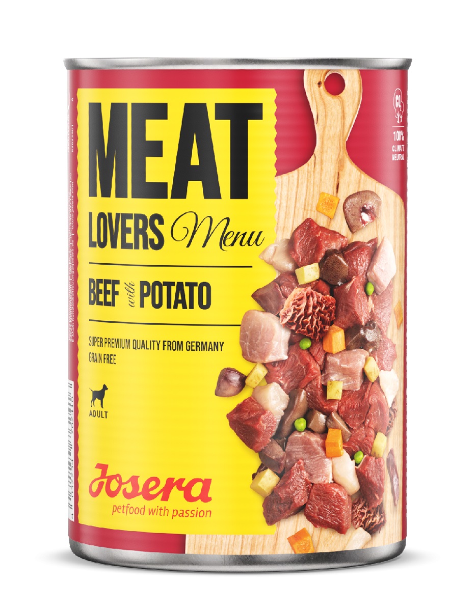 Josera Meat Lovers Menu Cibo Umido per Cani Adulto Manzo e Patate 400 g - Senza Glutine e Senza Cereali
